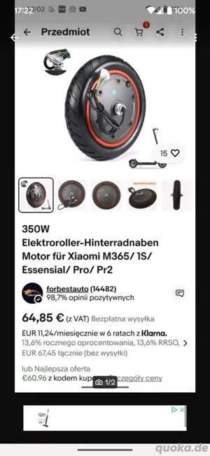 Xiaomi W Scooter Motor 350 Wat M365