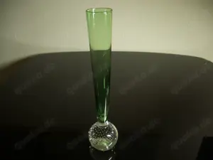 Vintage Glas Vase Luftblasen im Kugelfuß Blumenvase 50er Luftnetz Solifleur