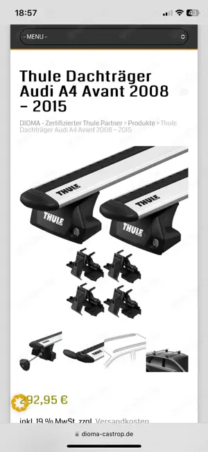 Dachgepäckträger von Thule für Audi Avant 