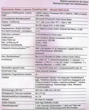 Lenovo ThinkPad R61 - 4GB Ram Bild 6