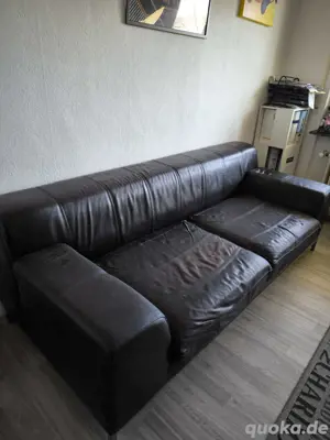 Ledersofa mit Hocker zu verschenken