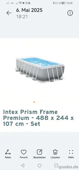 Pool von Intex prism Frame premium 488x244x107 Bild 1