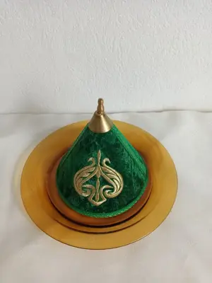 Deco-Tajine (grün) mit Teller aus Glas (orange) Ta Bild 2