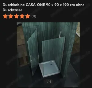 Duschkabine CASA-ONE 90 x 90 x 190 cm ohne Duschtasse