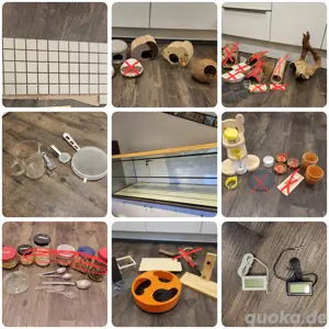 Hamster Gehege Käfig Nagarium Terrarium Nager Rennmaus Zubehör Laufrad Wurzel Aquarium 