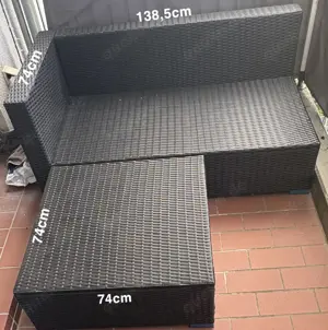 Rattan Balkonmöbel-Set 4-teilig schwarz