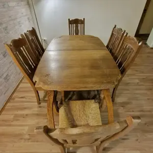 Essgruppe Eiche massiv, Sitzgruppe Tisch 4 Stühle, 2 Sessel Bild 2