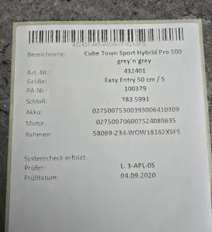 E-Bike Typ " Cube Town Sport Hybrid Pro 500 " in Pforzheim