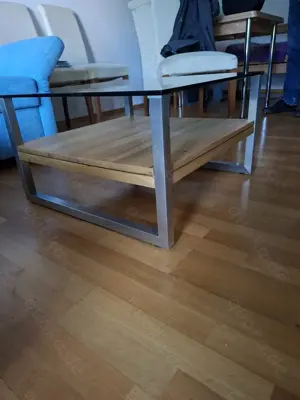 Couchtisch - Holz mit Glasplatte