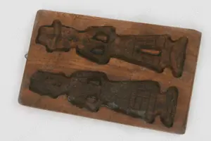 Spekulatiusform handgeschnitzt Bauernmotiv 15x25 Wandbild 30er vintage