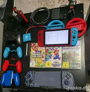 Nintendo Switch spielkonsole mit zubehör + Mario Bros U + Mario Bros wonder + Minecraft
