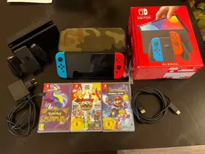 Nintendo Switch OLED mit 3 Spielen