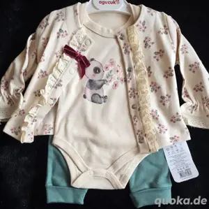 3er baby set jäckchen mit body und hose neu gr 68 74 74 80