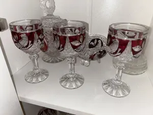 Edler Gläserset: Hofbauer Red Bird Roter Überfang 13-tlg. 