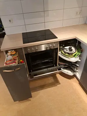 Küche, Küchenzeile, Küchenblock, Einbauküche Hochglanz grau, 10 Jahre alt in top Zustand Bild 4