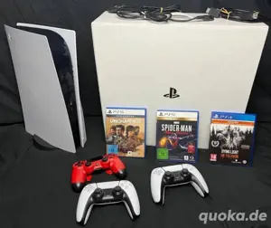 PlayStation 5 Sony spielkonsole mit OVP + 3 Videospiel , 3 kontrollern und disc laufwerk  , rechung 