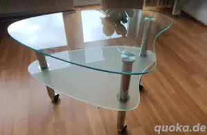 Beistelltisch aus Glas   Chrom