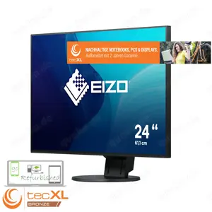 Monitor -  Eizo FlexScan EV2456 Schwarz - 24.1" IPS 1920x1200 - USB A 3.0 (USB HUB), VGA, HDMI, DVI