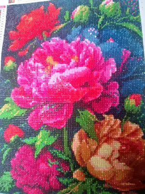 Diamond Painting fertiges Bild Pfingstrosen