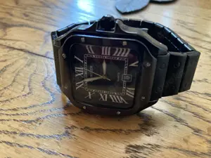 Herrenuhr 42 mm im Santos-Style   "Black Venom"