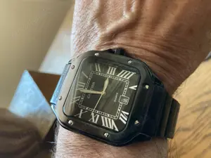 Herrenuhr 42 mm im Santos-Style   "Black Venom" Bild 9