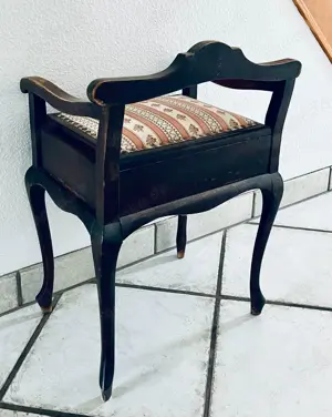   Antiker Klavierstuhl Biedermeier   Stilvolle Ele Bild 2