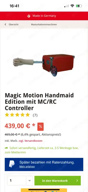 MAGIC MOTION Handjob Maschine mit Hand Masturbator Mann