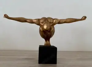 Skulptur Athlet Figur Statue Deko Objekt Sportler gold schwarz