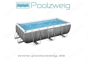Bestway Pool Komplett-Set, 404 x 201 x 100 cm, eckig, graue Rattanoptik neu