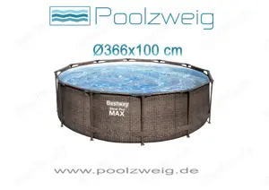 Bestway Pool Komplett-Set, 366 x 100 cm, rund, Rattan-Optik braun neu
