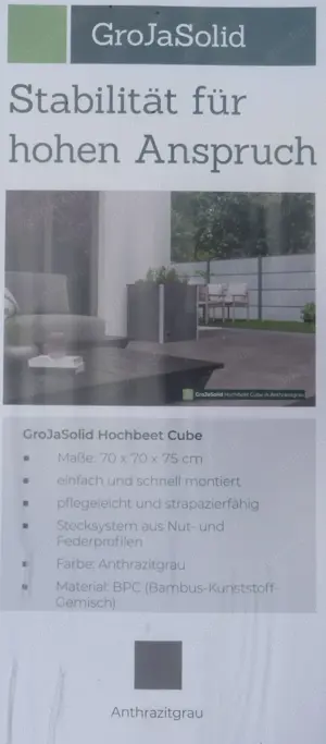 Hochbeet GroJa Solid Cube, Pflanzkübel, Garten Beet Blumenkasten Pflanzkasten Stecksystem 70 x 70 cm Bild 7