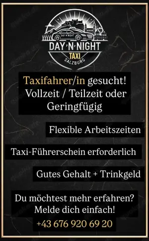 Taxifahrer zur Verstärkung in Salzburg gesucht!