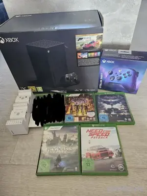 Xbox serie X Schwarz spielkonsole mit 4 spiele und kontrollern + verpakung