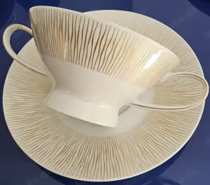 Rosenthal 6er Set Suppentassen 2-tlg Form 2000 Goldstrahlen 60s