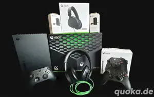 Xbox serie X spielkonsole mit 2 videospiel + kopförer + 2 kontrollern und verpakung 