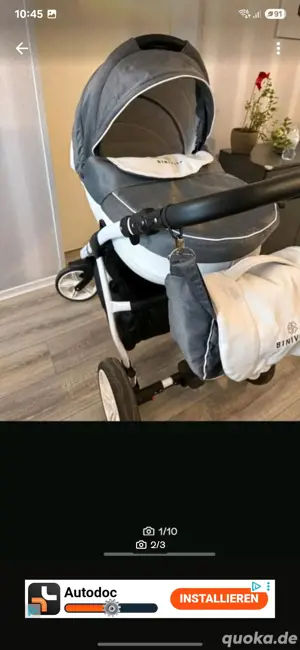 Kinderwagen in dunkelblau  weis