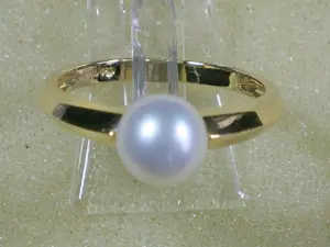 HANDARBEIT: Ring Größe 18,5 - 58 750 Gold mit Perle - wie neu