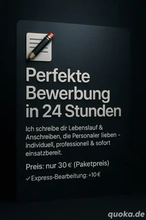 Professionelle Bewerbung in 24h   Lebenslauf + Anschreiben