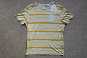 Tom Tailor T-Shirt Streifen grau gelb orange Größe L