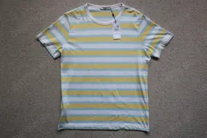 Mango Man MNG T-Shirt Streifen gelb blau weiß Größe L