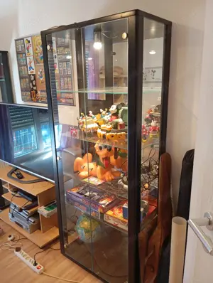 2 Glasvitrine schwarz   beleuchtet mit jeweils 4 Glasböden
