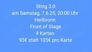Sting Heilbronn 4 Karten FOS günstiger 
