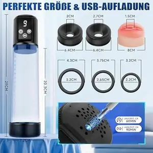Penispumpe Vakuumpumpe Penisvergrößerung 9 Saugstufen 9 Trainingsmodi Masturbator 7-Stück-Set Bild 2