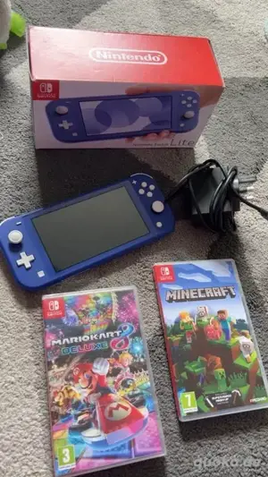 Nintendo Switch lite Blaue spielkonsole mit Mario kart + Minecraft 