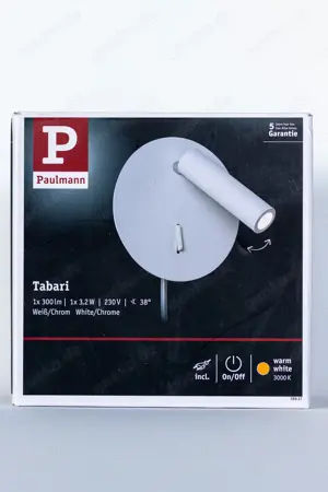 LED Wandleuchte  Lampe Tabari von Paulmann, weiß chrom, mit Stecker & Schalter - NEU und unbenutzt
