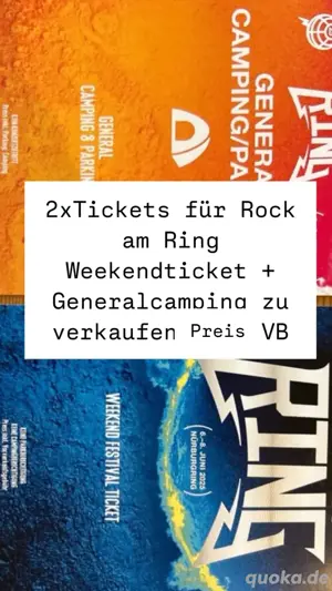 2x Rock am Ring weekend + campingtickets 