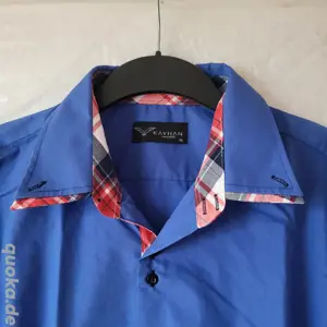 Kayhan Hemd XL Langarm Herren blau Caro Style Design Shirt Oberte