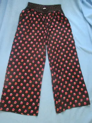 NEU Blumen Blüten Flower- Power Gummizug- Bund Palazzo Marlene Schlag Hose George 34- 36, 38  XS- S