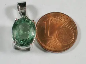 HANDARBEIT: Anhänger 750 Weiß-Gold mit Hiddenit (auch mit Kette) Bild 3
