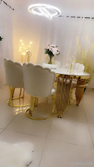 edel esstisch stühle marmor gold 